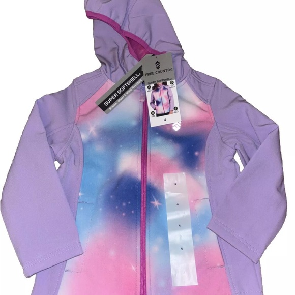 NWT Free Country Super Softshell Wind & Water Resistant Purple Jacket, Girls 4 - Picture 2 of 7